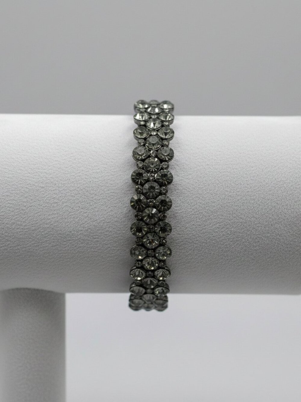 Vintage Style Gunmetal Crystal Statement Cuff Bangle Bracelets - Set of 2